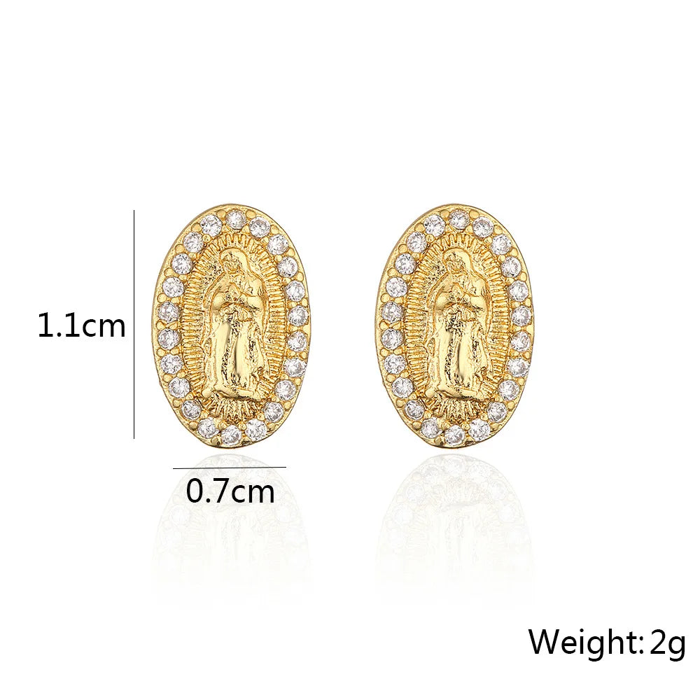 Virgin Mary Stud Earrings