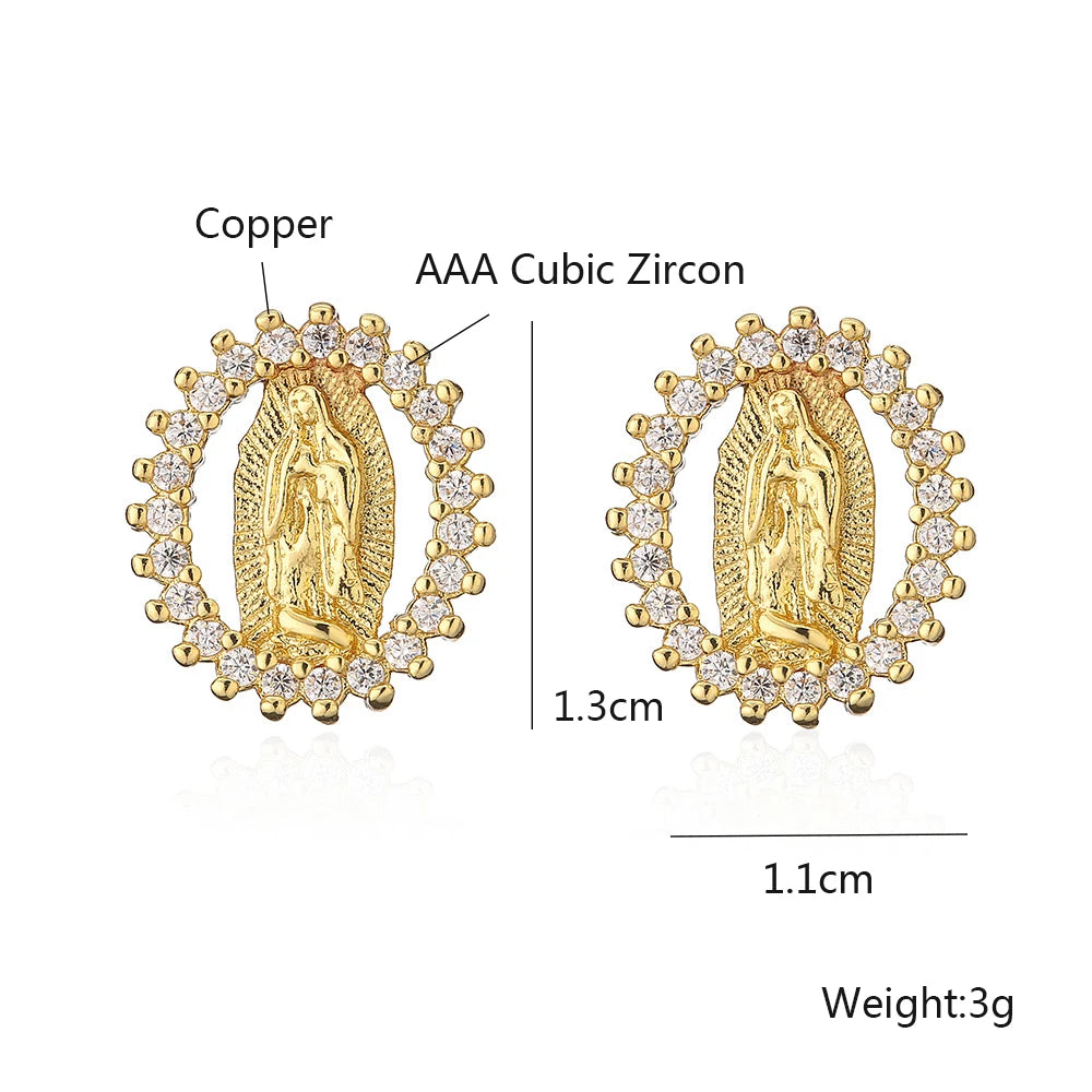 Virgin Mary Stud Earrings