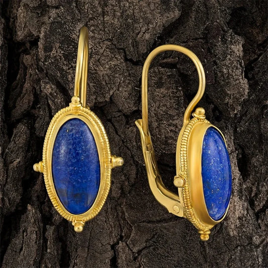 Gold and Lapis Lazuli Earrings Style 3