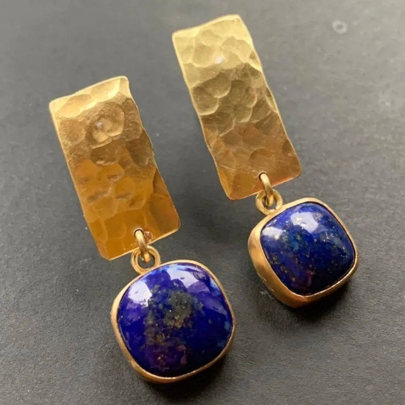 Lapis Lazuli and Gold Plated Earrings Style 4