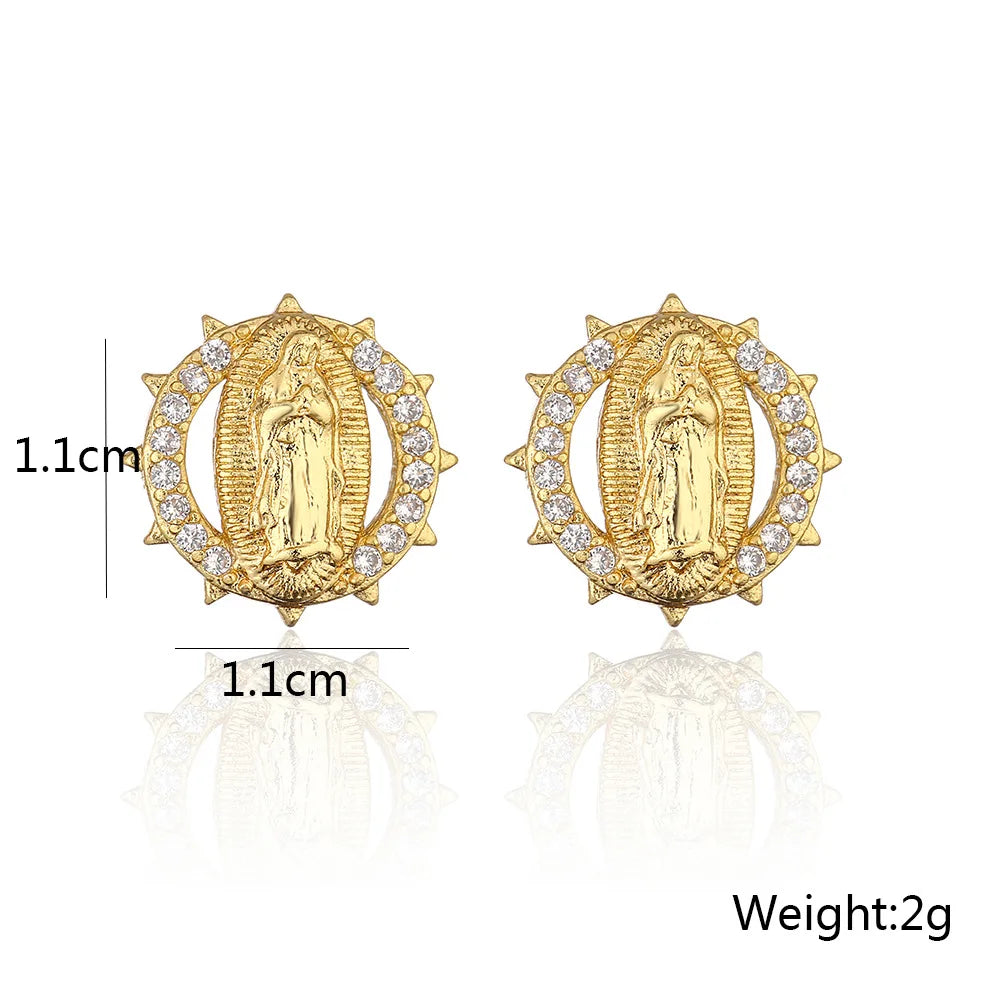 Virgin Mary Stud Earrings