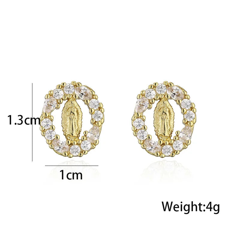 Virgin Mary Stud Earrings