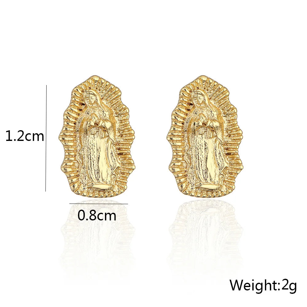 Virgin Mary Stud Earrings