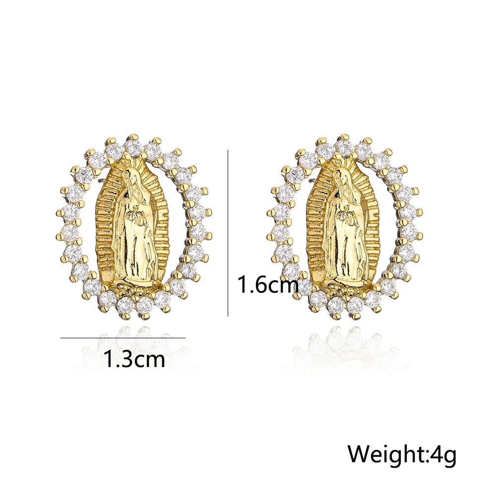 Virgin Mary Stud Earrings